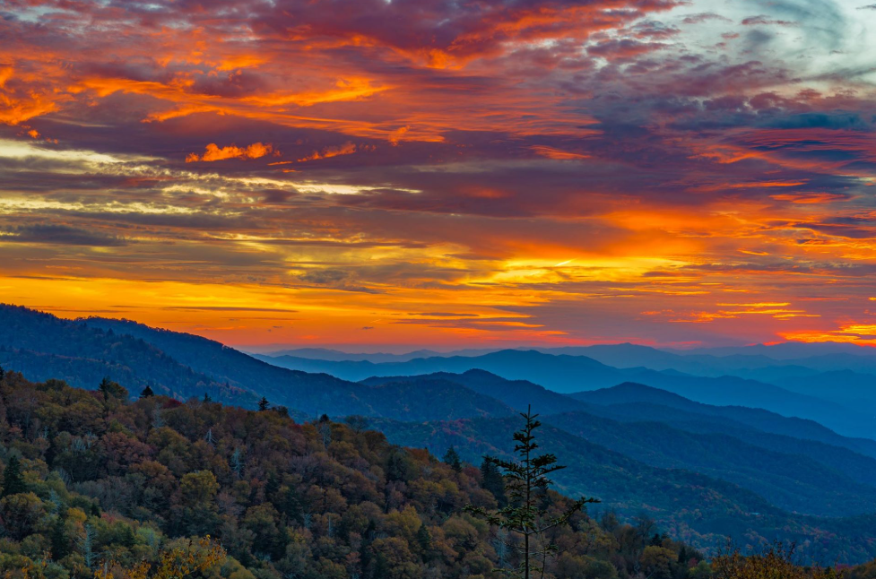 Sunset in the Smoky Mountains of Bryson City